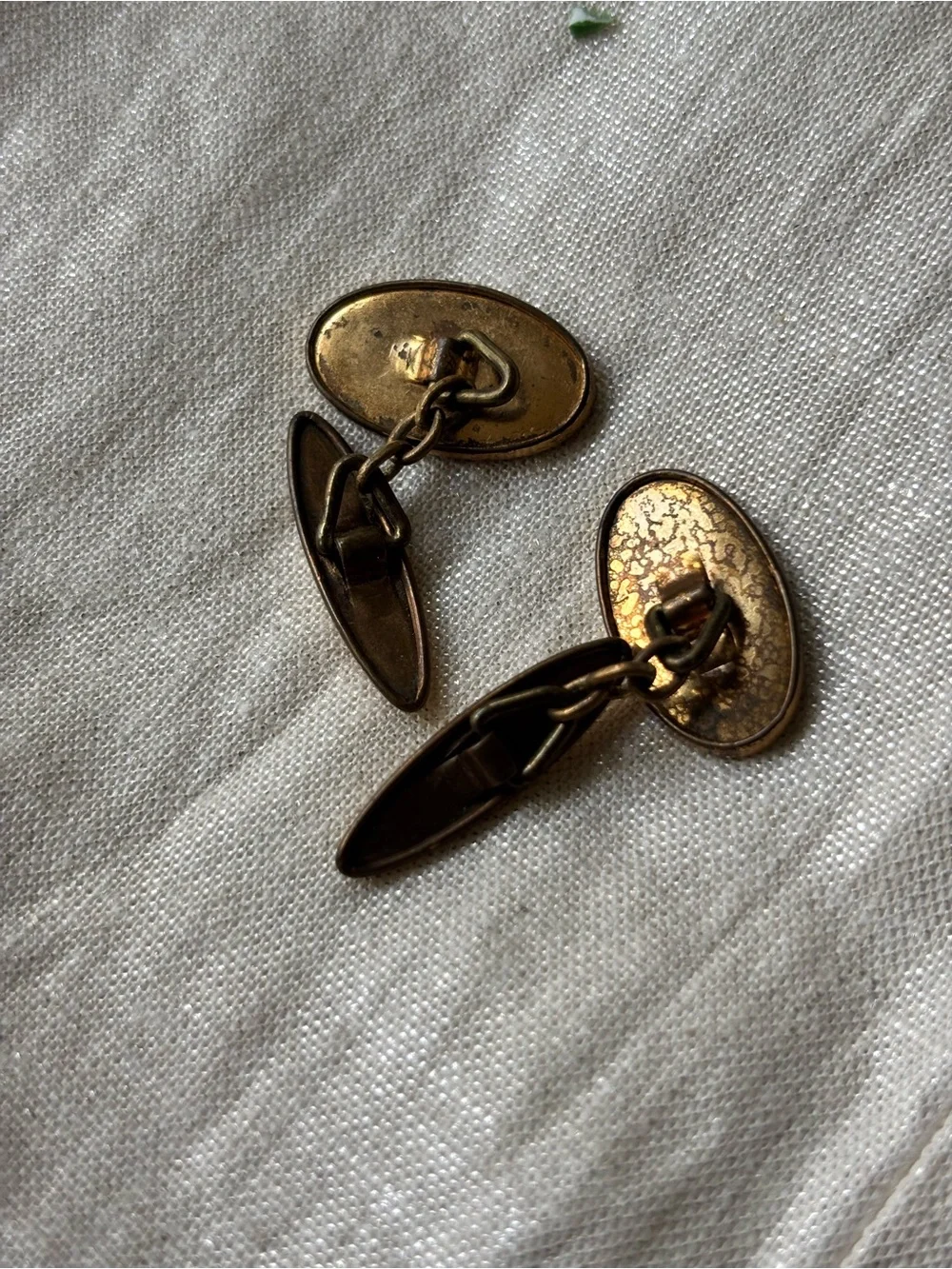 Oval art Deco Cufflinks Gold Gilt Engine turned
